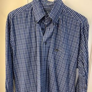 Faconnable Long Sleeve Blue Plaid Buttondown Shirt